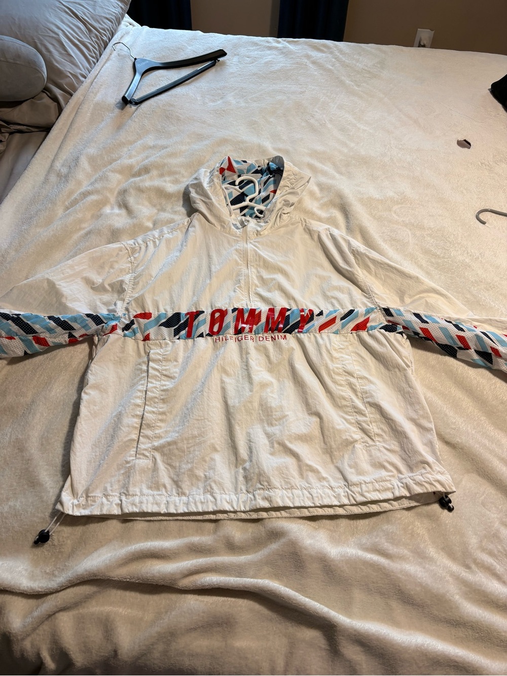 Tommy Hilfiger White Windbreaker Jacket with Hood
